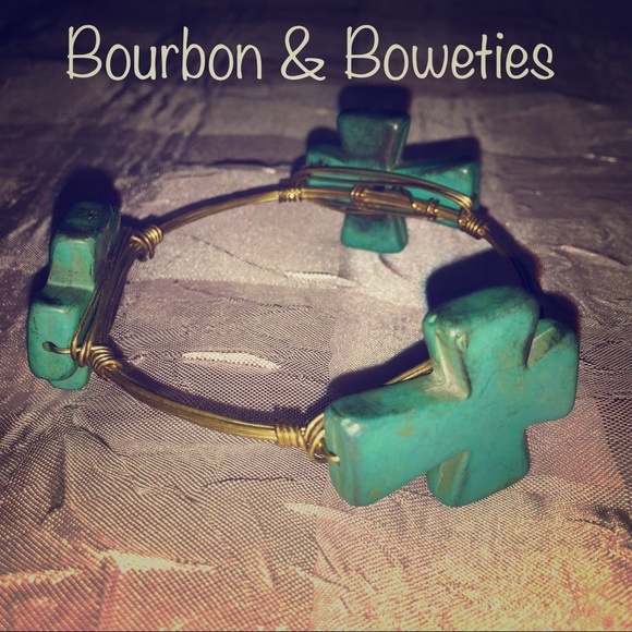 Bourbon & Boweties 💚💙 Cross Bangle - Picture 1 of 3